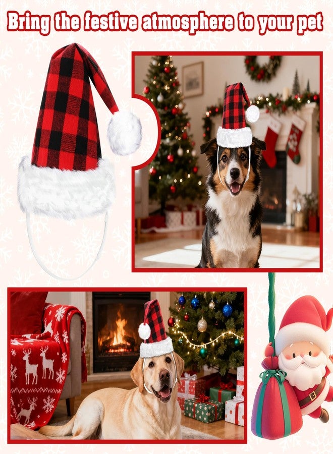 Rypet Dog Santa Hat, Adjustable Christmas Santa Claus Pet Christmas Hat Diameter 4.3" Height 8.6", Red Christmas Hats for Small to Medium Dogs and Cats - Image 4